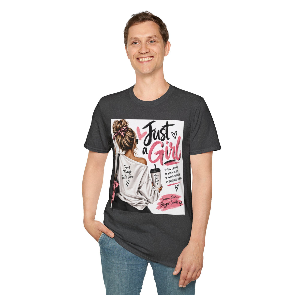 Just a Girl Graphic Tee — Casual Feminine Statement T-Shirt