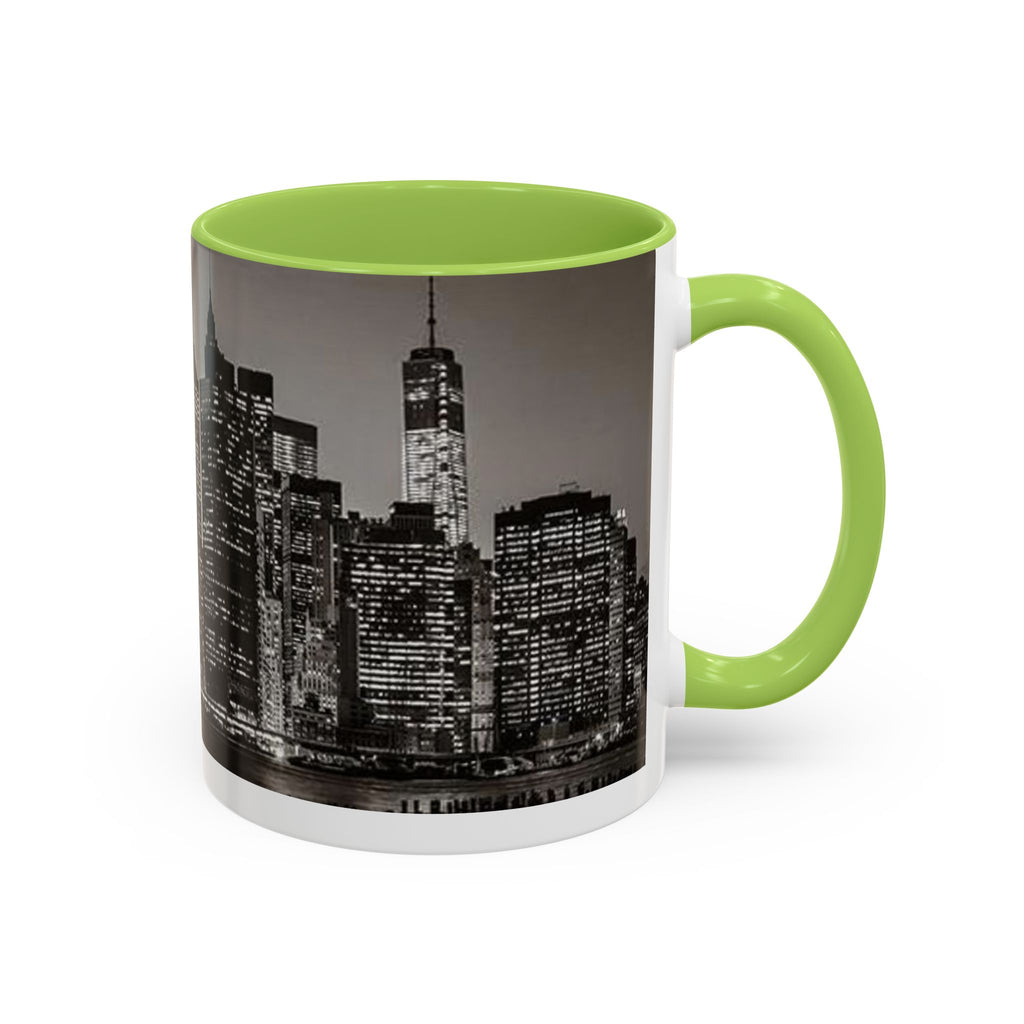 New York City Skyline Accent Coffee Mug — Black & White Cityscape, 11/15oz