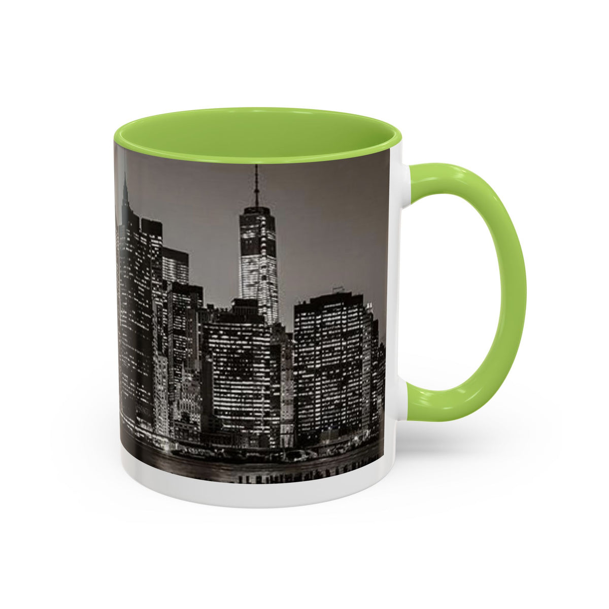 New York City Skyline Accent Coffee Mug — Black & White Cityscape, 11/15oz