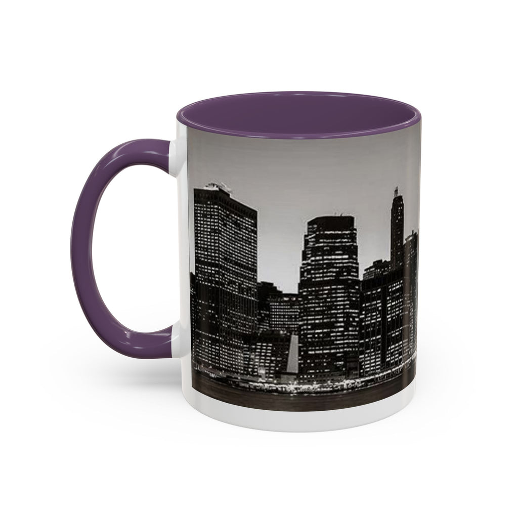 New York City Skyline Accent Coffee Mug — Black & White Cityscape, 11/15oz