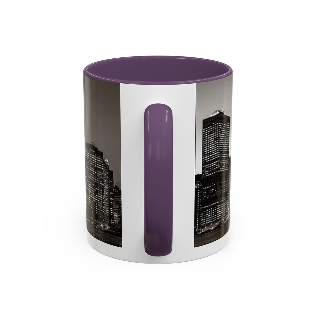 New York City Skyline Accent Coffee Mug — Black & White Cityscape, 11/15oz