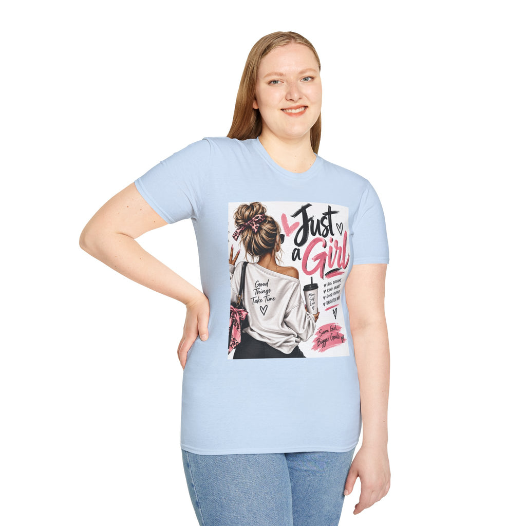 Just a Girl Graphic Tee — Casual Feminine Statement T-Shirt