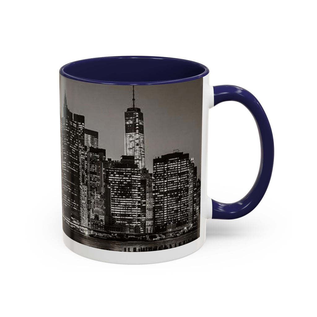 New York City Skyline Accent Coffee Mug — Black & White Cityscape, 11/15oz