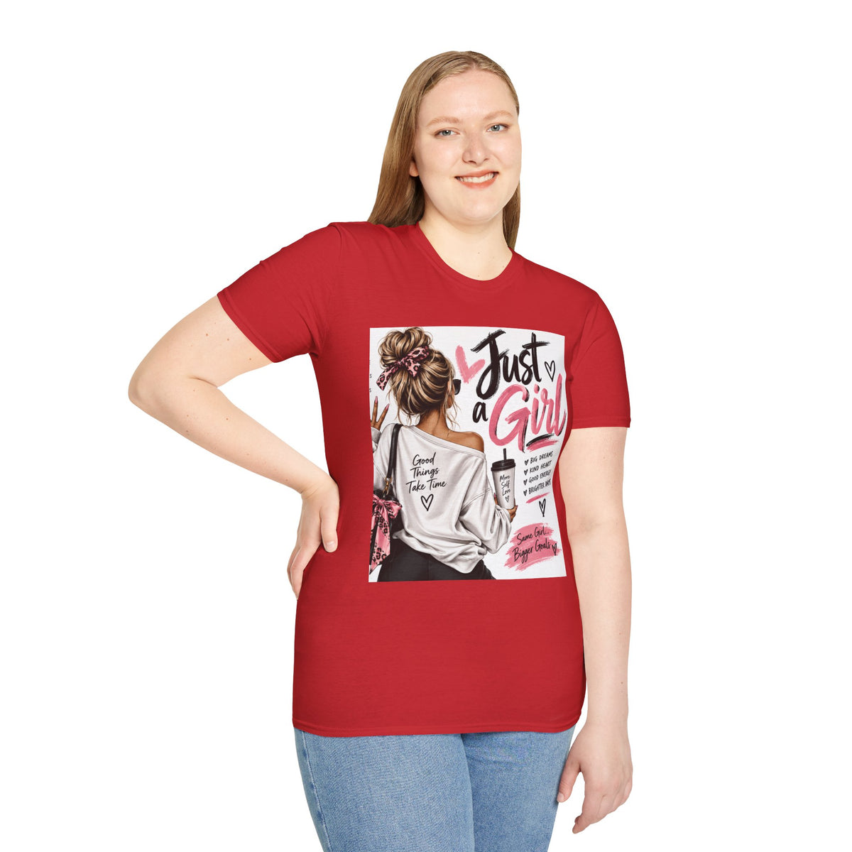 Just a Girl Graphic Tee — Casual Feminine Statement T-Shirt