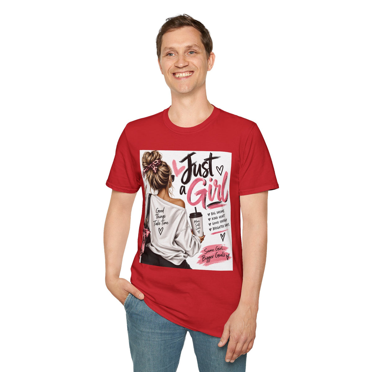 Just a Girl Graphic Tee — Casual Feminine Statement T-Shirt