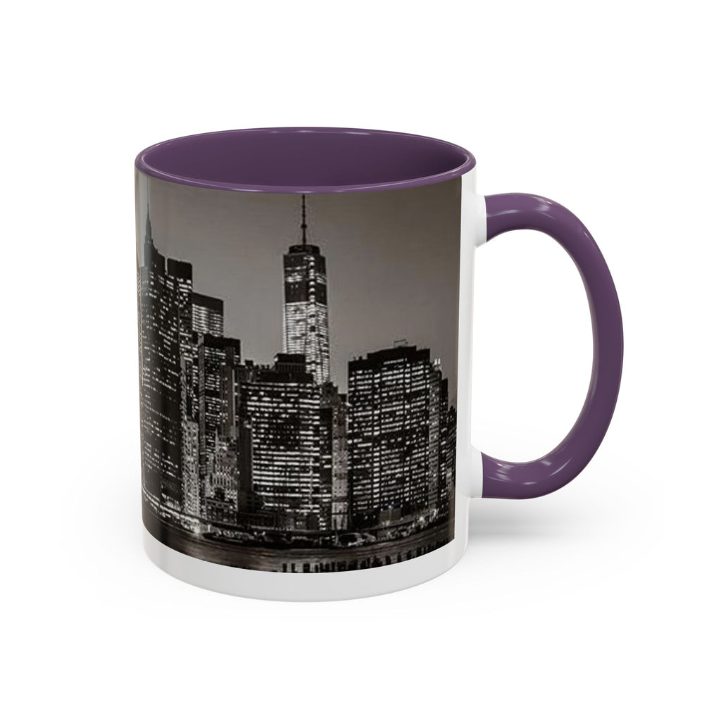 New York City Skyline Accent Coffee Mug — Black & White Cityscape, 11/15oz