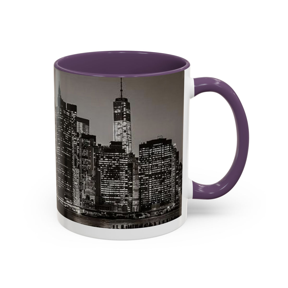 New York City Skyline Accent Coffee Mug — Black & White Cityscape, 11/15oz