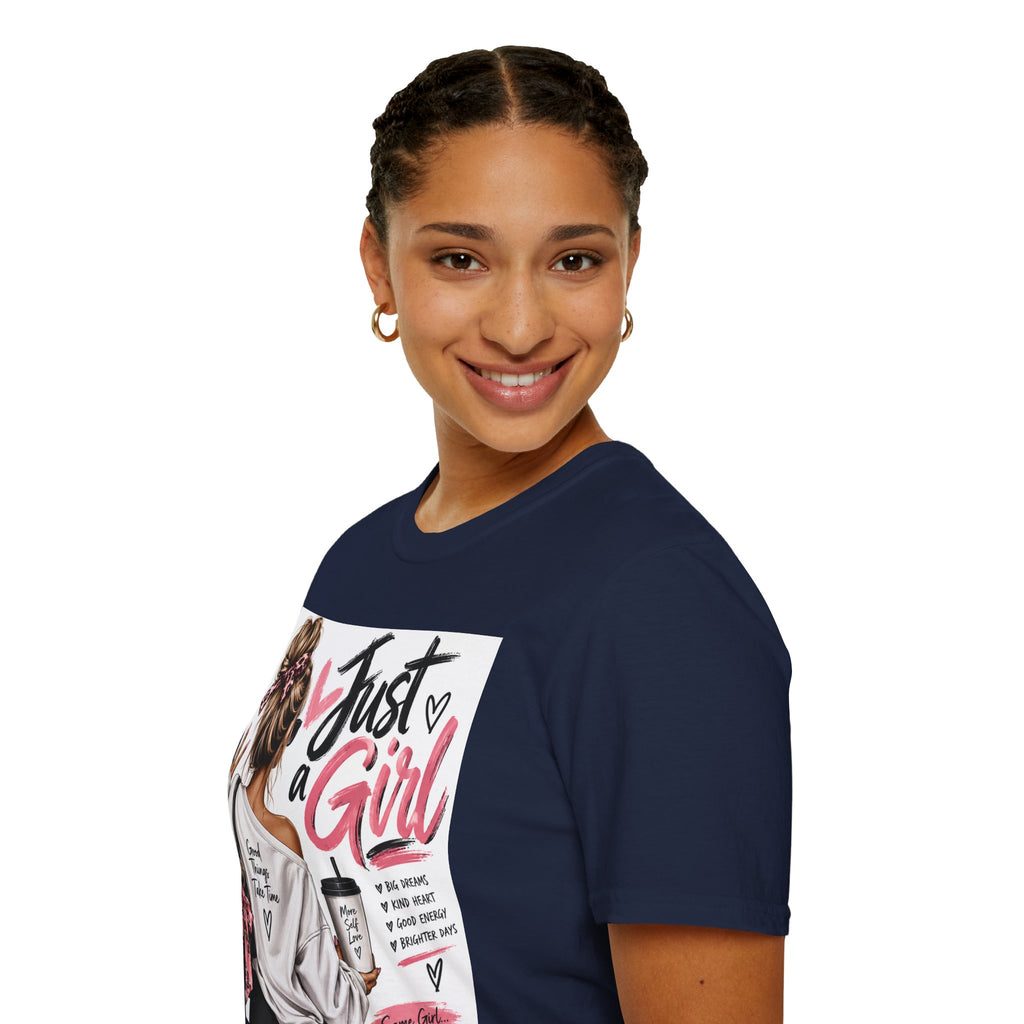Just a Girl Graphic Tee — Casual Feminine Statement T-Shirt