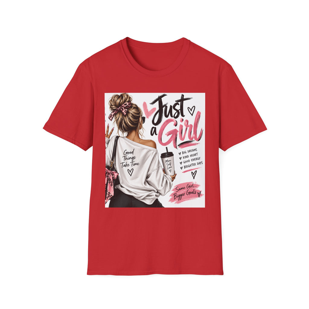 Just a Girl Graphic Tee — Casual Feminine Statement T-Shirt