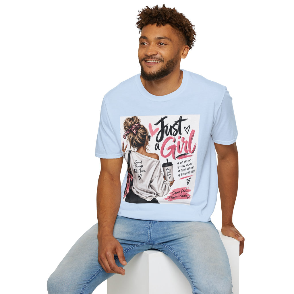Just a Girl Graphic Tee — Casual Feminine Statement T-Shirt