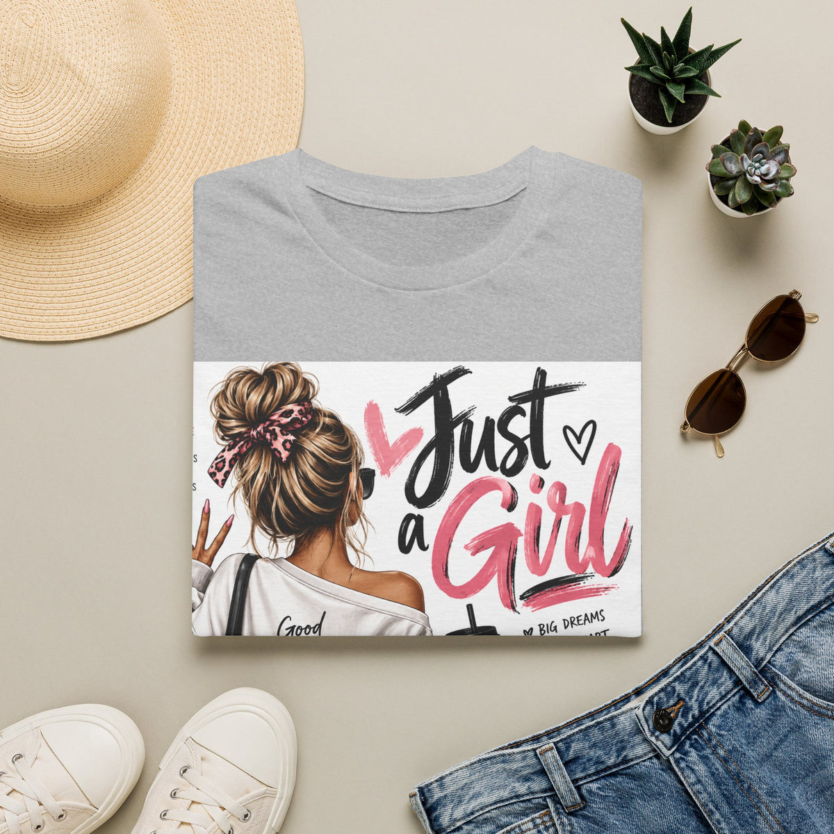 Just a Girl Graphic Tee — Casual Feminine Statement T-Shirt