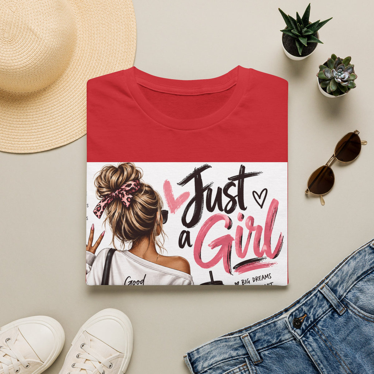Just a Girl Graphic Tee — Casual Feminine Statement T-Shirt