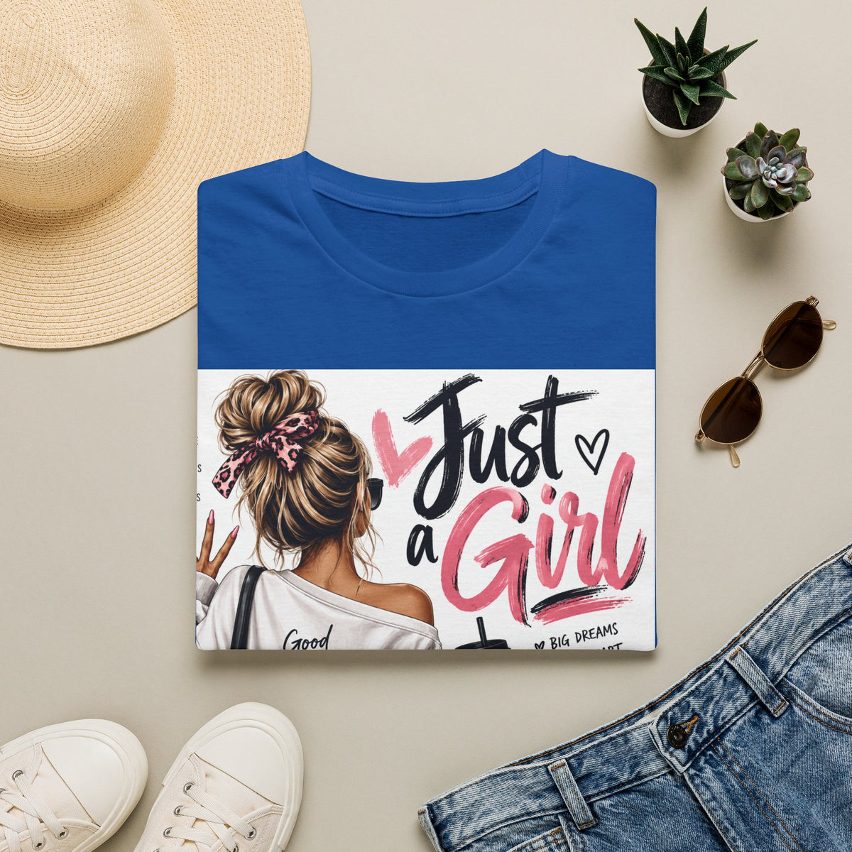Just a Girl Graphic Tee — Casual Feminine Statement T-Shirt