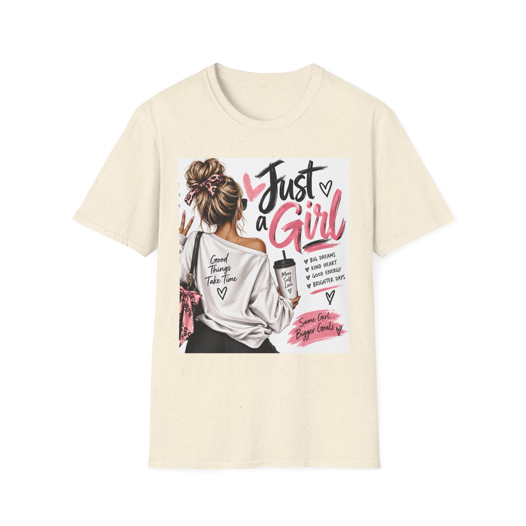 Just a Girl Graphic Tee — Casual Feminine Statement T-Shirt