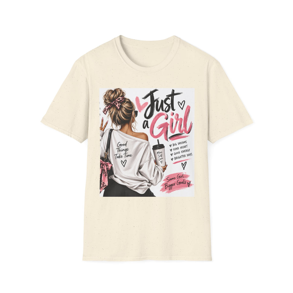 Just a Girl Graphic Tee — Casual Feminine Statement T-Shirt
