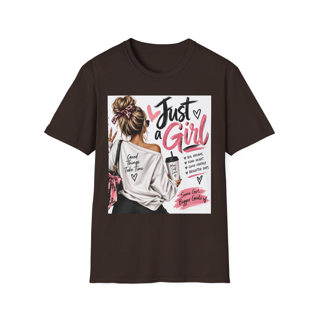 Just a Girl Graphic Tee — Casual Feminine Statement T-Shirt
