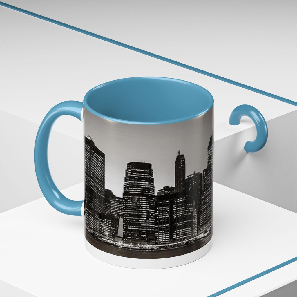 New York City Skyline Accent Coffee Mug — Black & White Cityscape, 11/15oz