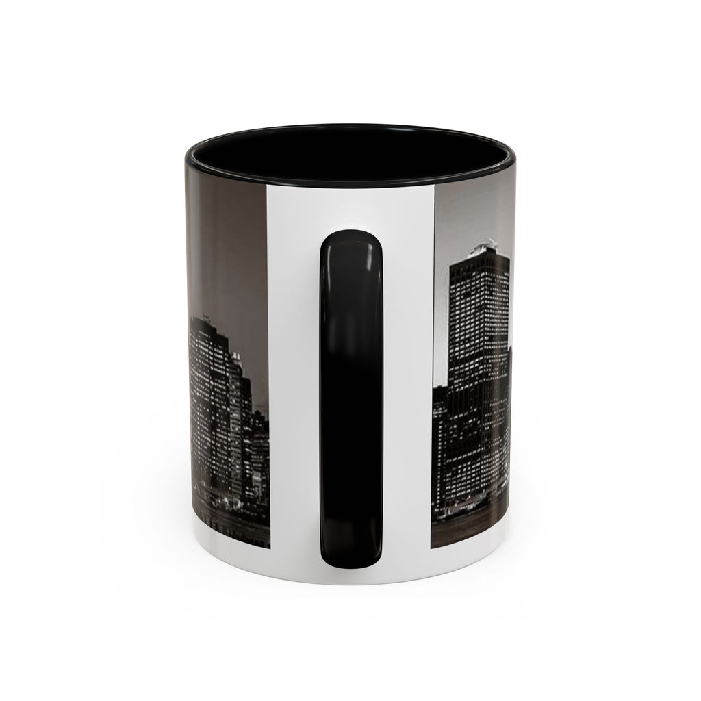 New York City Skyline Accent Coffee Mug — Black & White Cityscape, 11/15oz