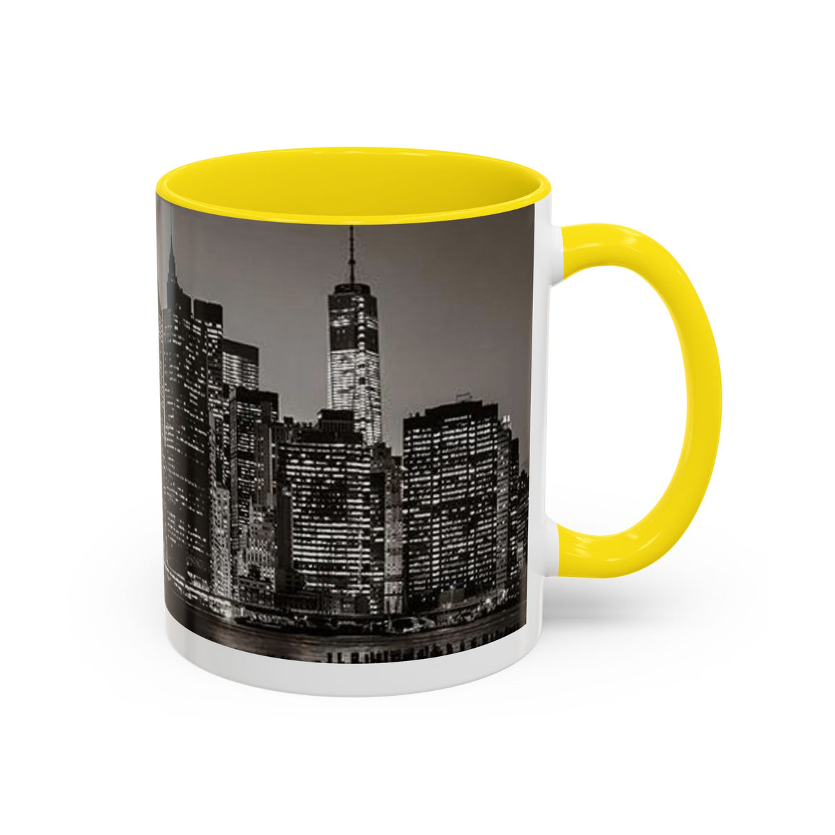 New York City Skyline Accent Coffee Mug — Black & White Cityscape, 11/15oz