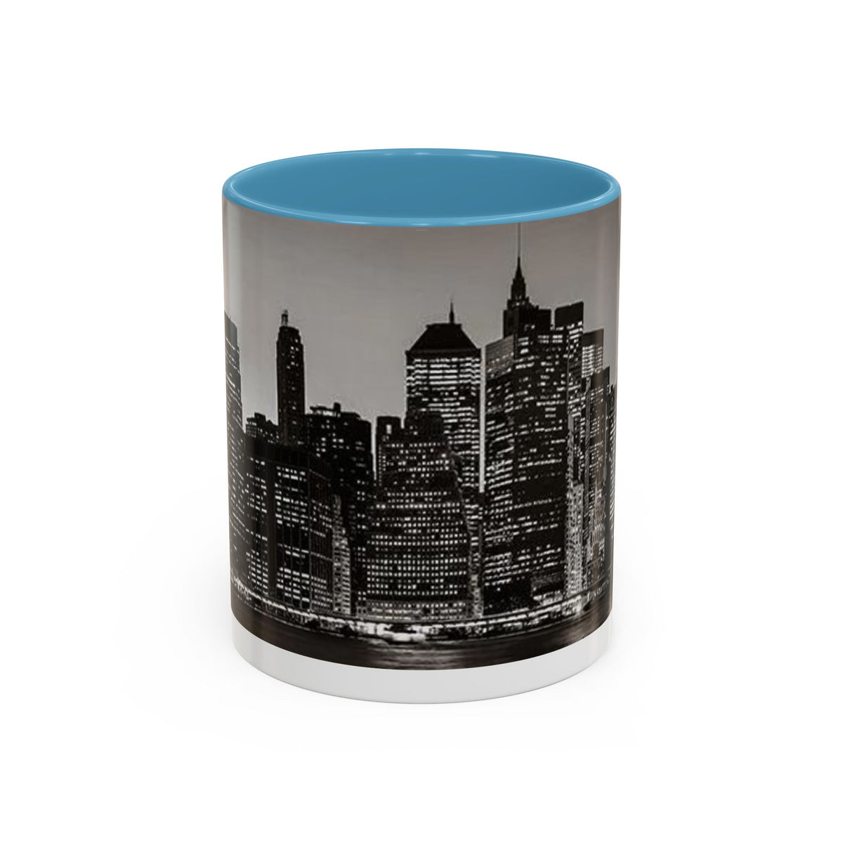 New York City Skyline Accent Coffee Mug — Black & White Cityscape, 11/15oz