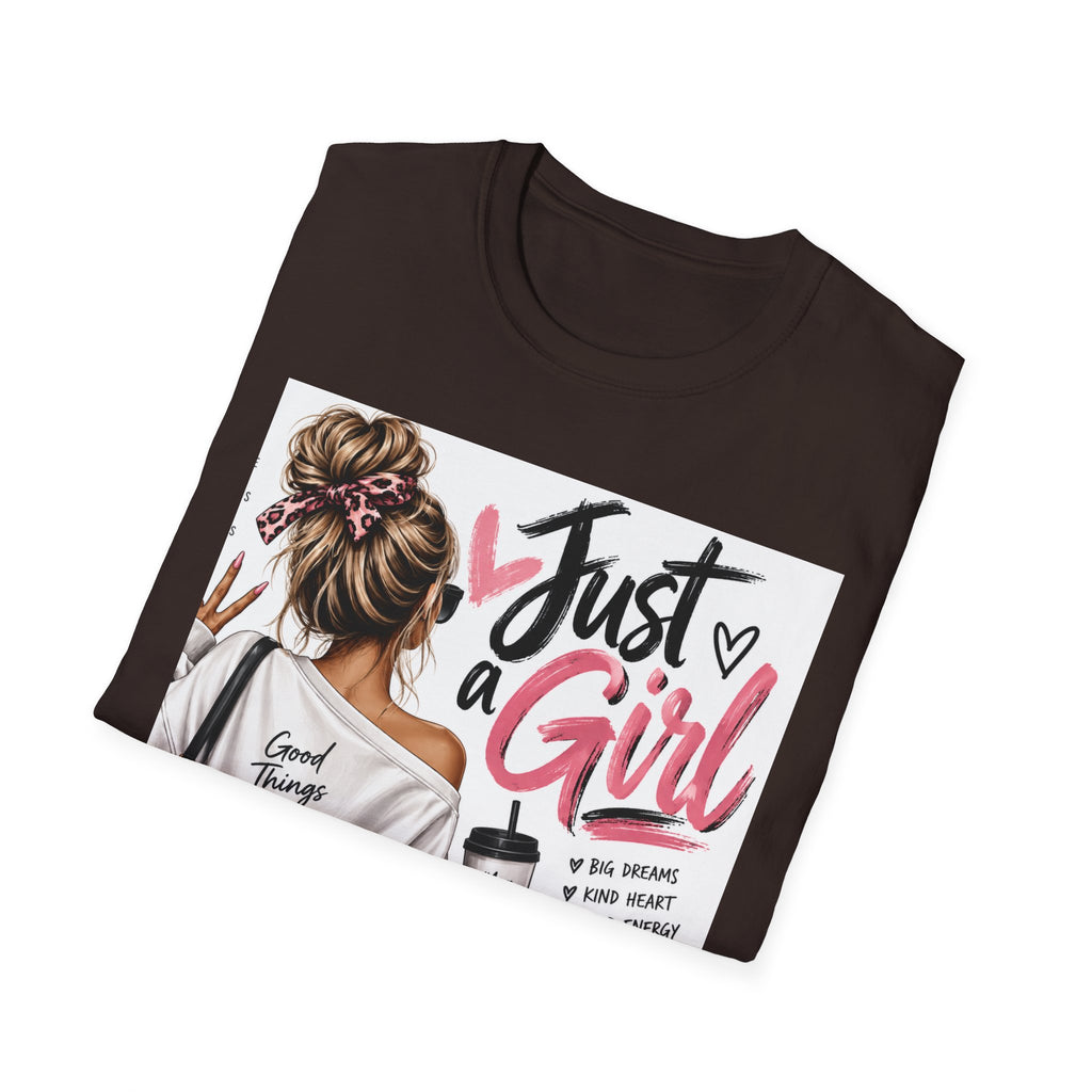 Just a Girl Graphic Tee — Casual Feminine Statement T-Shirt