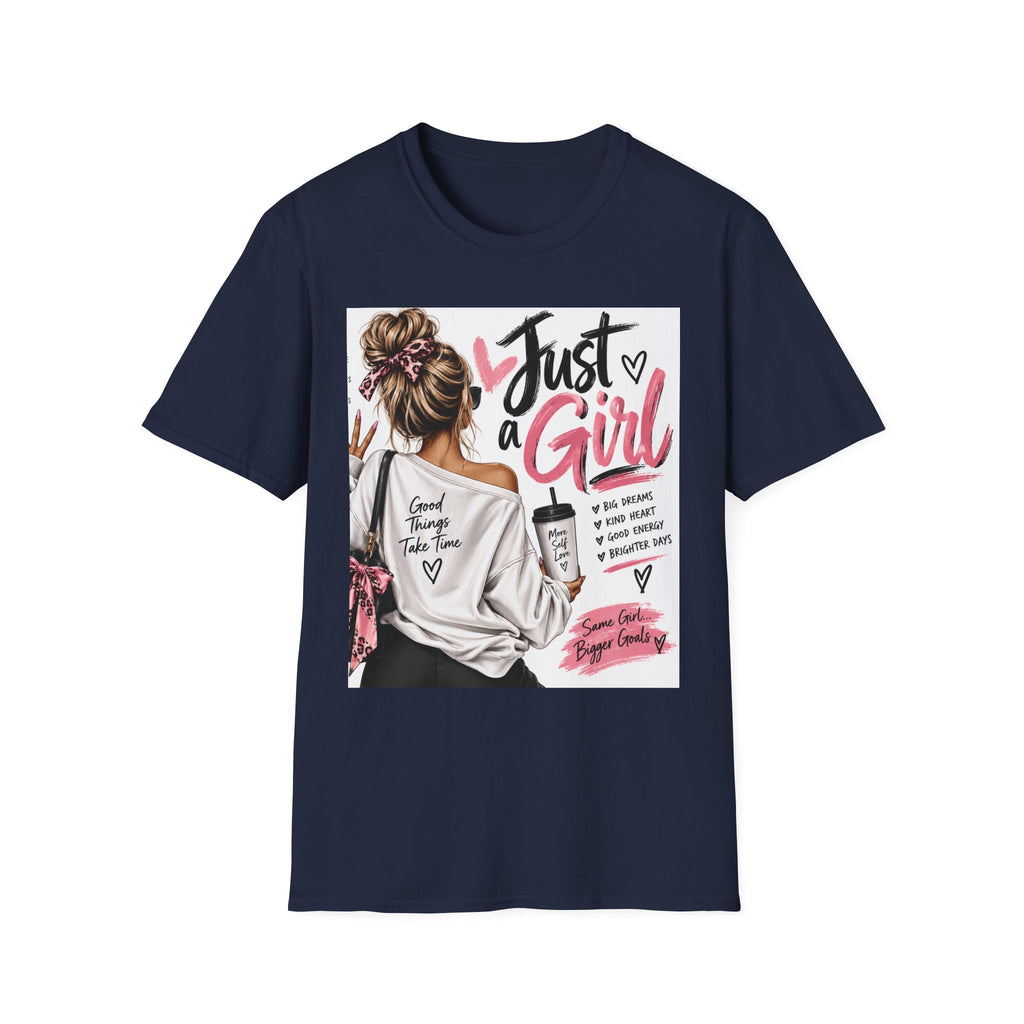 Just a Girl Graphic Tee — Casual Feminine Statement T-Shirt