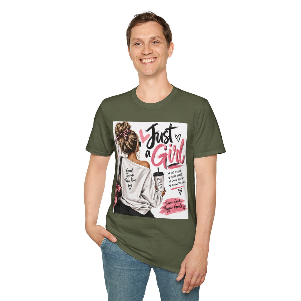 Just a Girl Graphic Tee — Casual Feminine Statement T-Shirt