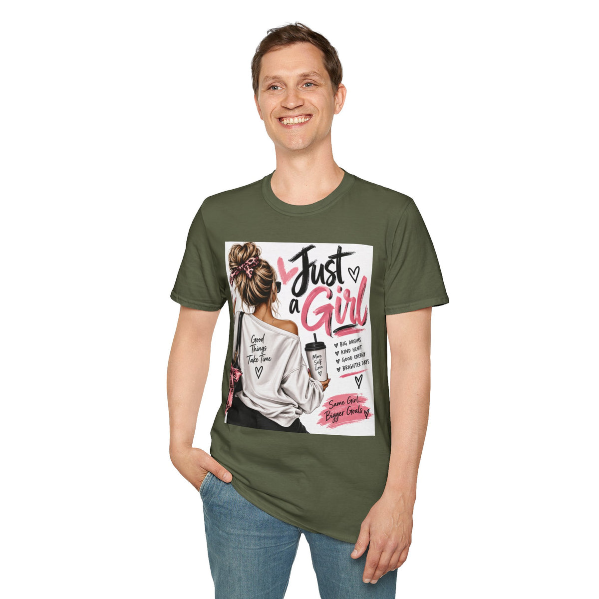 Just a Girl Graphic Tee — Casual Feminine Statement T-Shirt