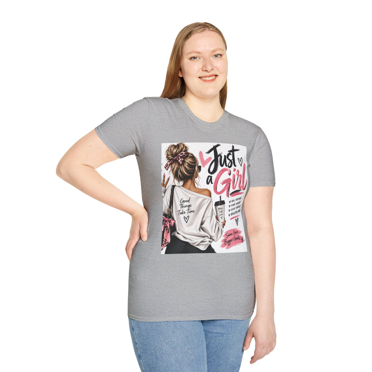 Just a Girl Graphic Tee — Casual Feminine Statement T-Shirt