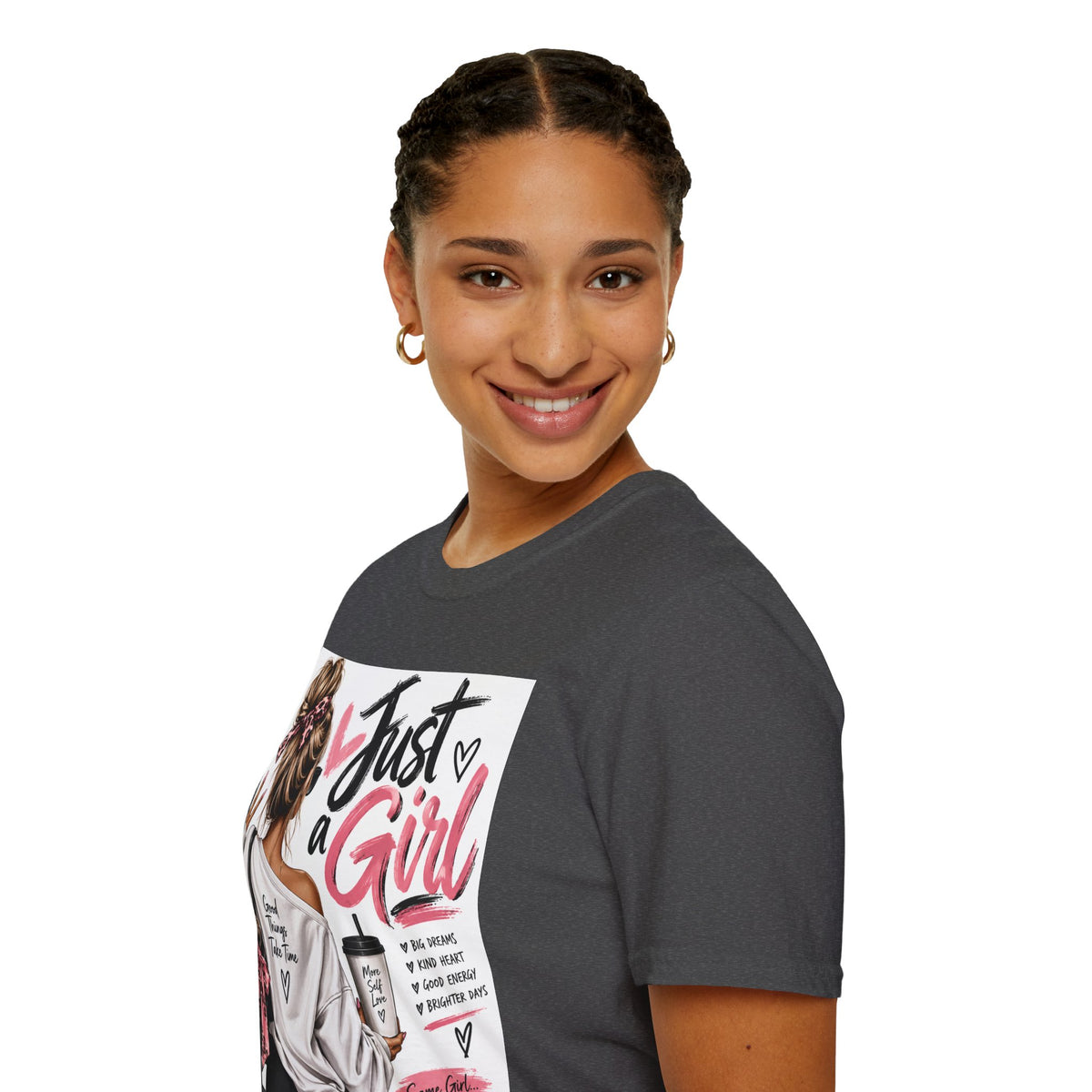 Just a Girl Graphic Tee — Casual Feminine Statement T-Shirt