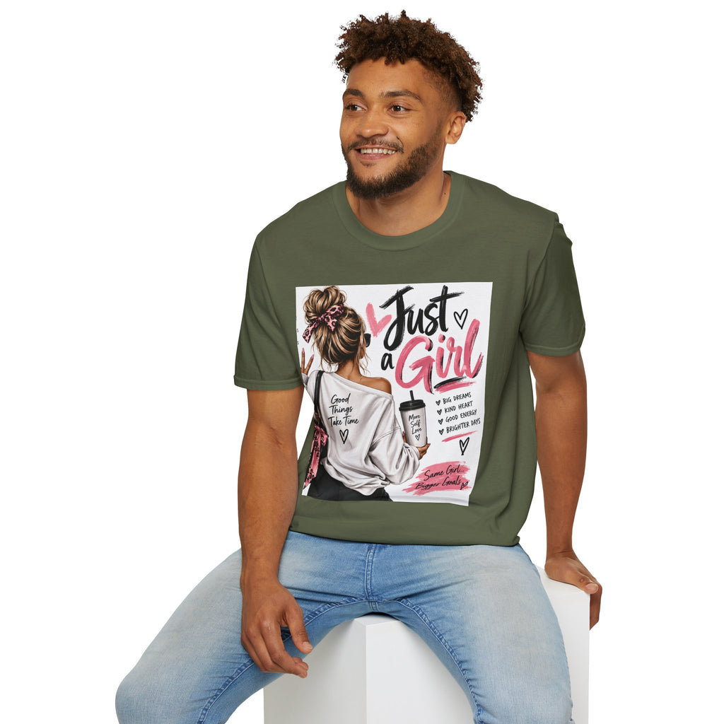 Just a Girl Graphic Tee — Casual Feminine Statement T-Shirt