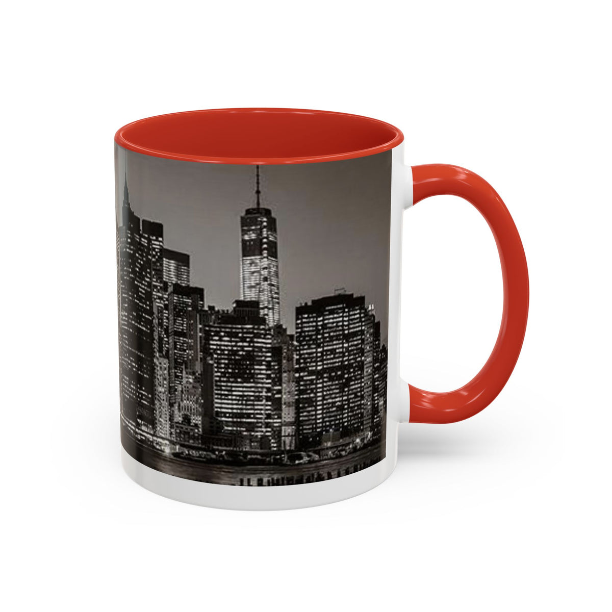 New York City Skyline Accent Coffee Mug — Black & White Cityscape, 11/15oz