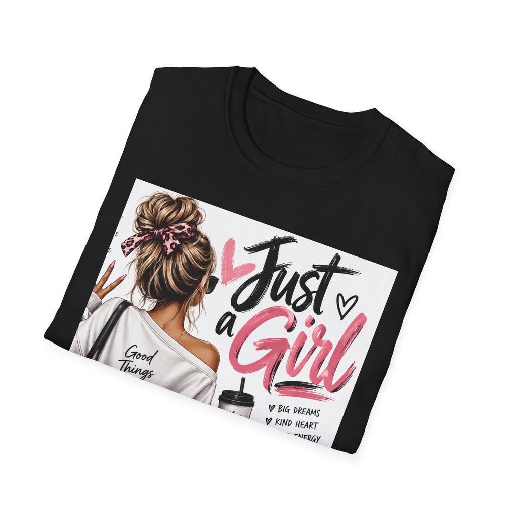 Just a Girl Graphic Tee — Casual Feminine Statement T-Shirt