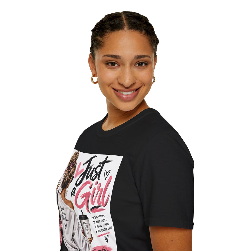 Just a Girl Graphic Tee — Casual Feminine Statement T-Shirt