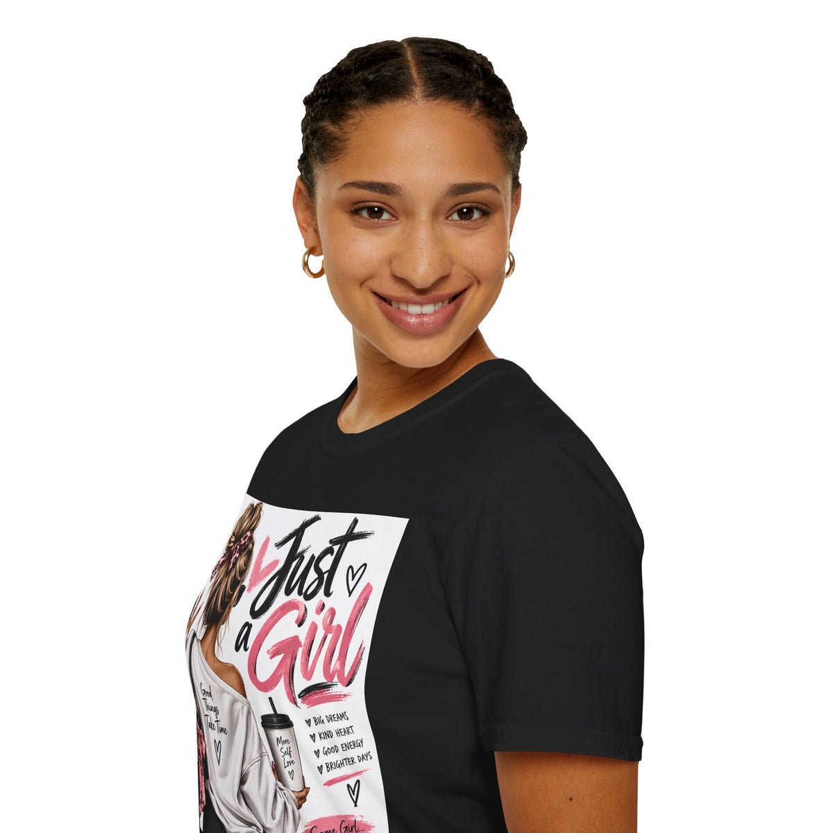 Just a Girl Graphic Tee — Casual Feminine Statement T-Shirt