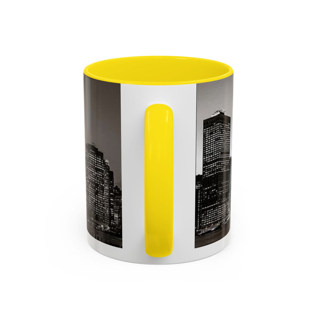 New York City Skyline Accent Coffee Mug — Black & White Cityscape, 11/15oz