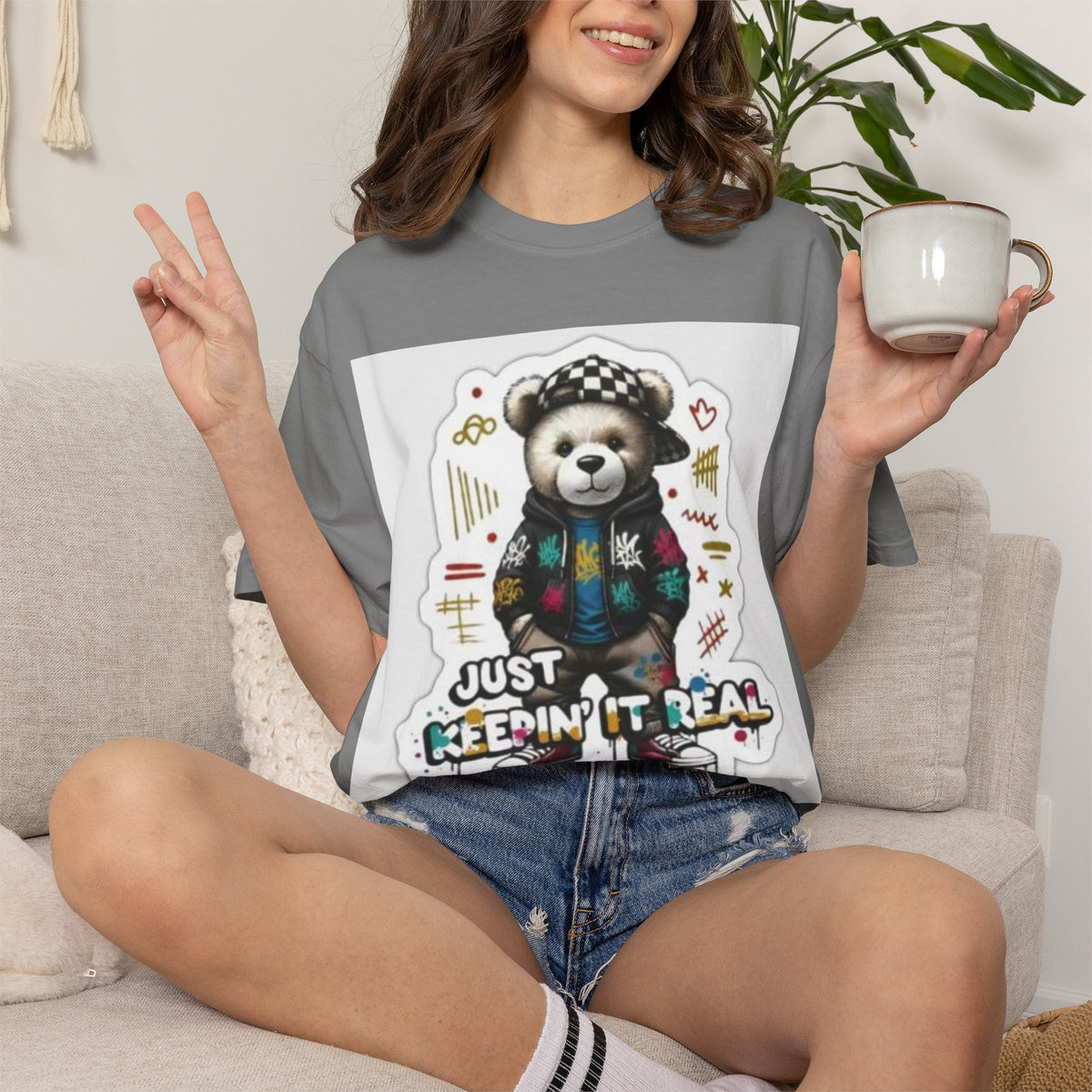 Bear Graphic T-Shirt — 'Just Keepin' It Real' Streetwear Tee
