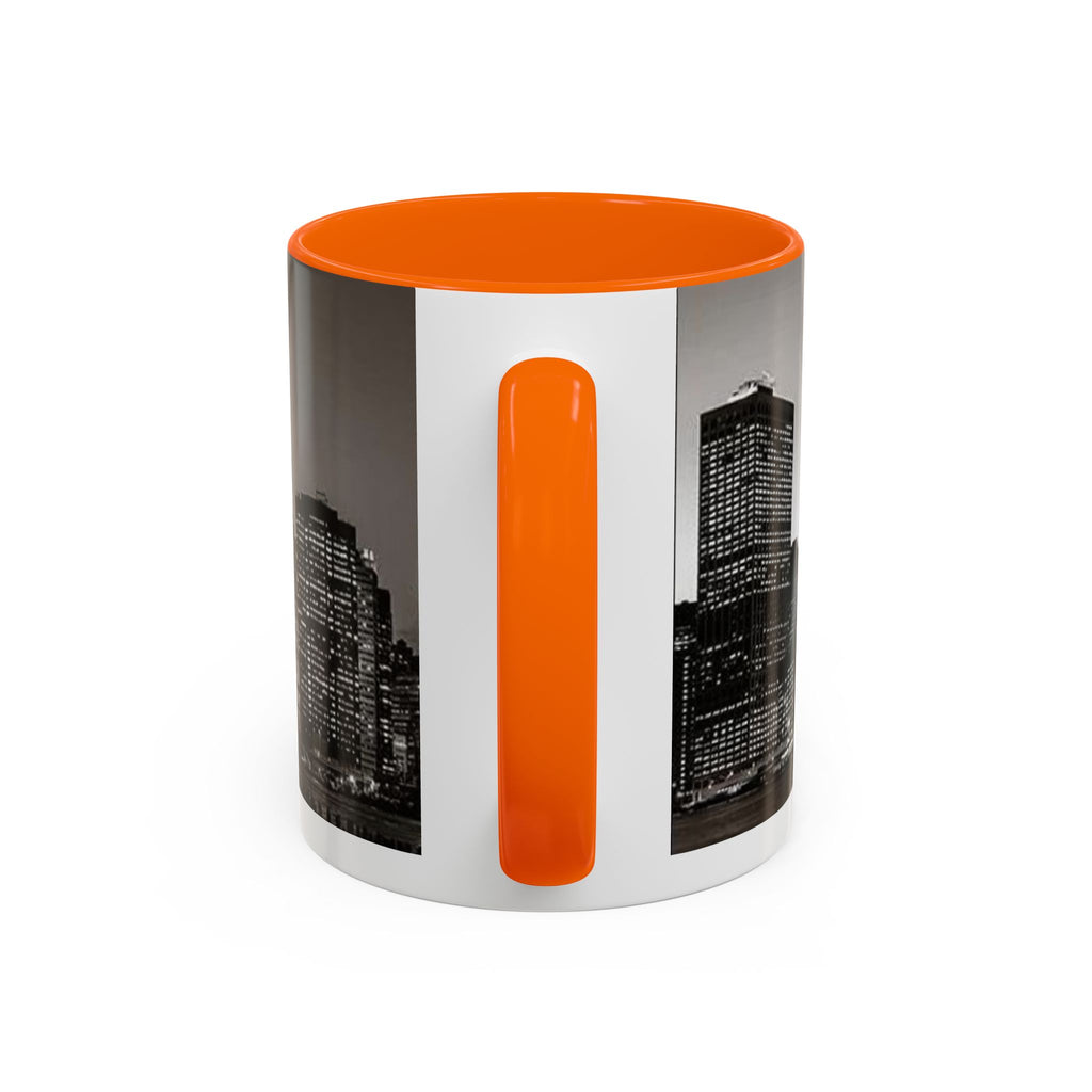 New York City Skyline Accent Coffee Mug — Black & White Cityscape, 11/15oz