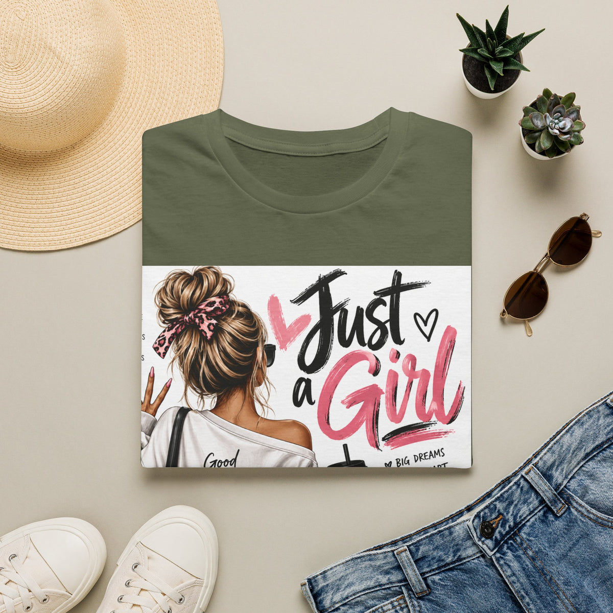 Just a Girl Graphic Tee — Casual Feminine Statement T-Shirt