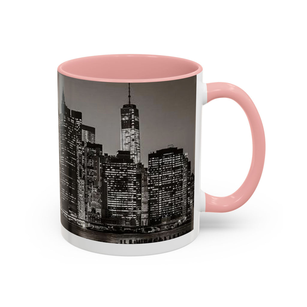 New York City Skyline Accent Coffee Mug — Black & White Cityscape, 11/15oz