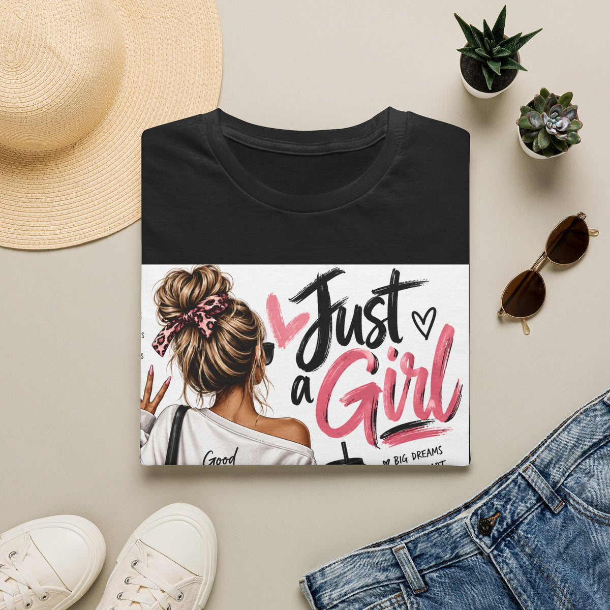 Just a Girl Graphic Tee — Casual Feminine Statement T-Shirt