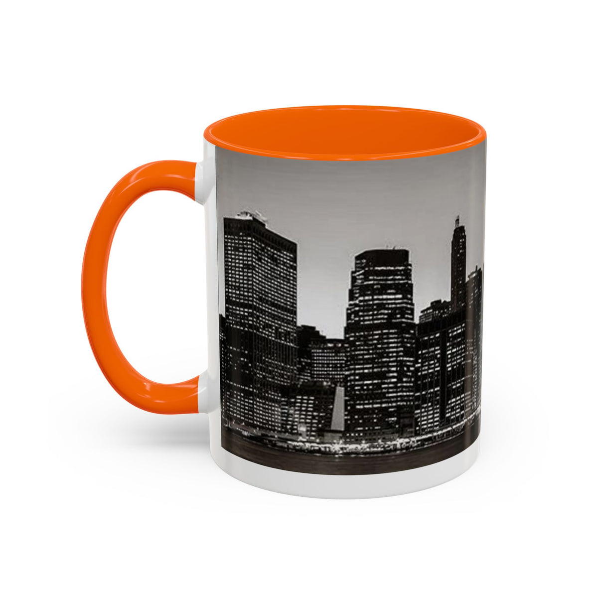 New York City Skyline Accent Coffee Mug — Black & White Cityscape, 11/15oz
