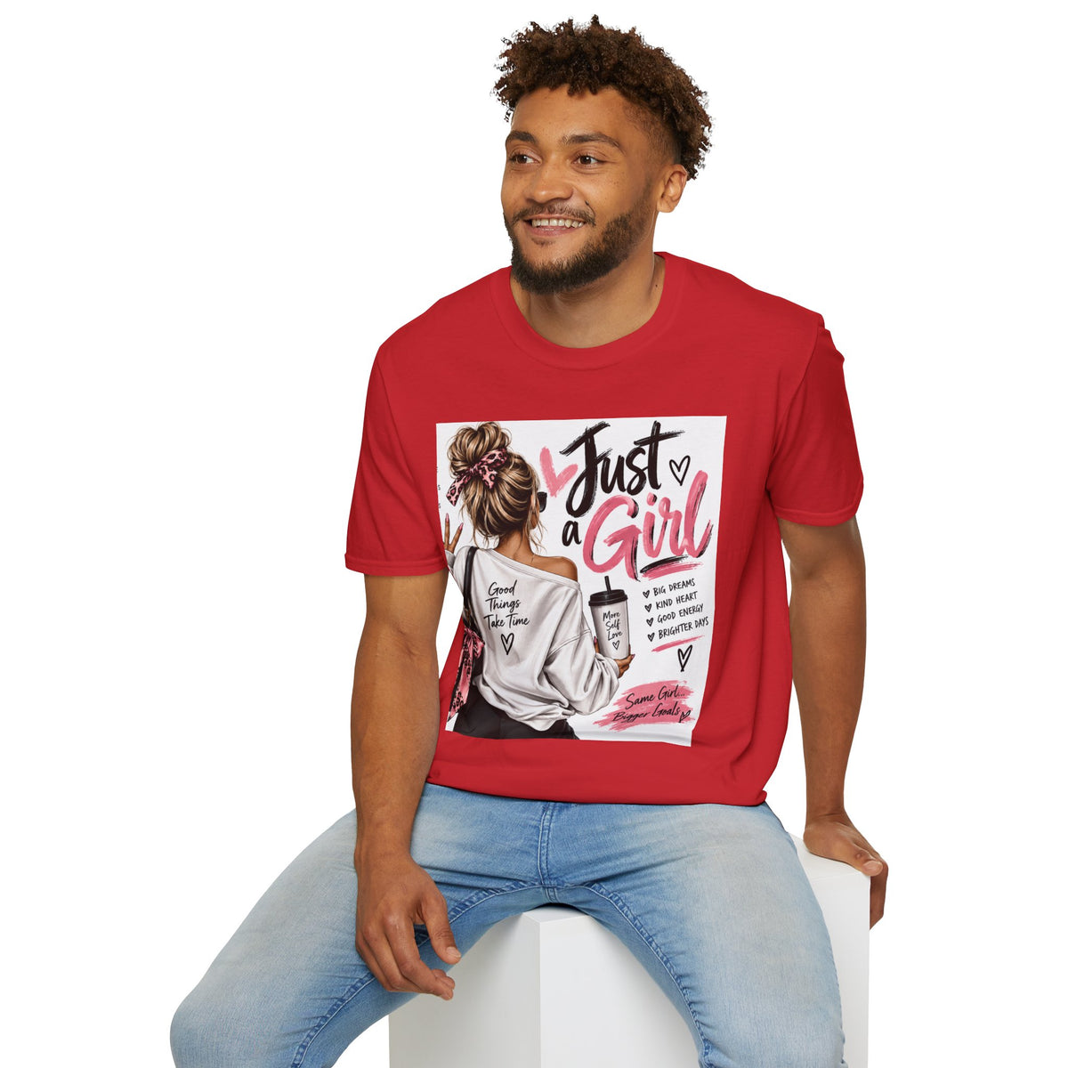 Just a Girl Graphic Tee — Casual Feminine Statement T-Shirt