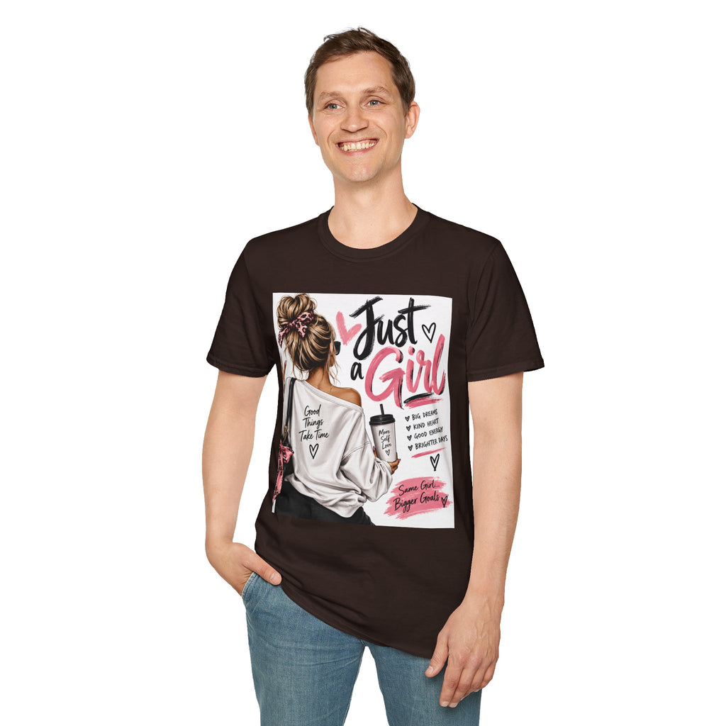 Just a Girl Graphic Tee — Casual Feminine Statement T-Shirt