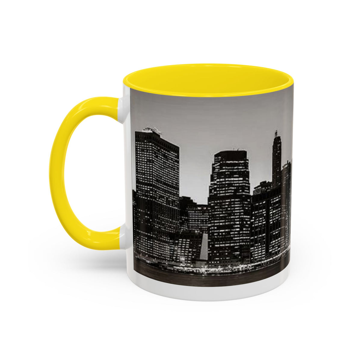 New York City Skyline Accent Coffee Mug — Black & White Cityscape, 11/15oz