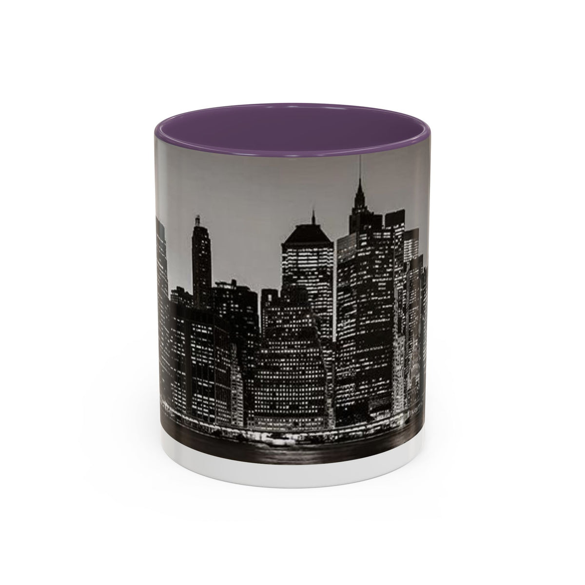 New York City Skyline Accent Coffee Mug — Black & White Cityscape, 11/15oz
