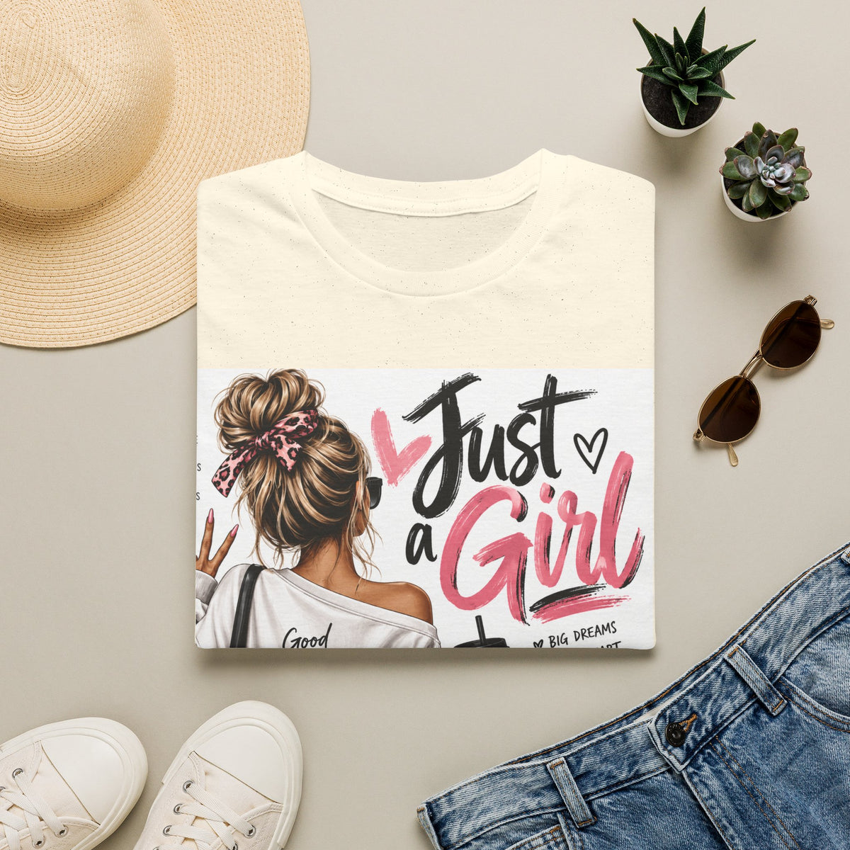 Just a Girl Graphic Tee — Casual Feminine Statement T-Shirt