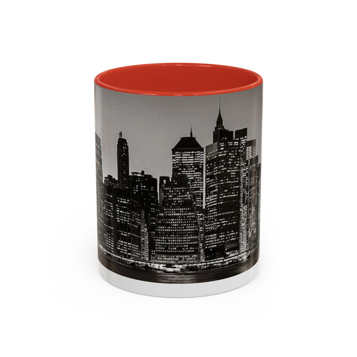 New York City Skyline Accent Coffee Mug — Black & White Cityscape, 11/15oz