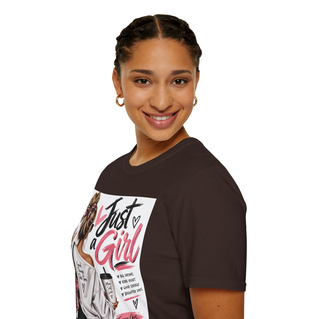 Just a Girl Graphic Tee — Casual Feminine Statement T-Shirt