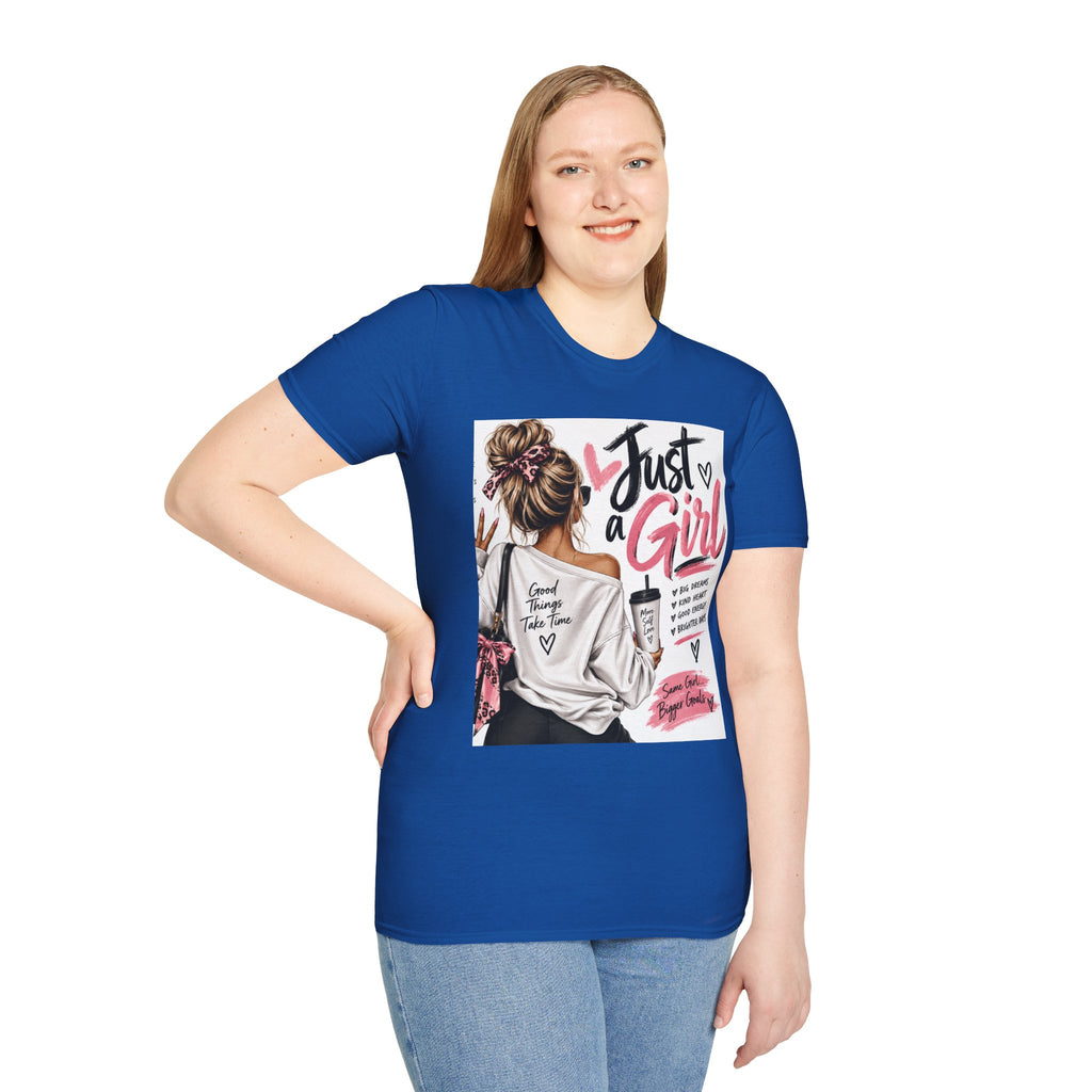 Just a Girl Graphic Tee — Casual Feminine Statement T-Shirt